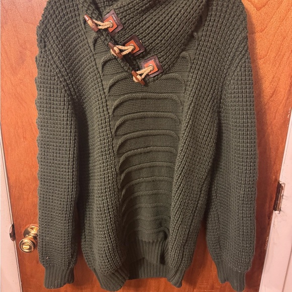 LCR 89BLACK EDITION 3 BUTTON TOGGLE PULLOVER MENS SWEATER CARDIGAN GREEN SZ XXL - Picture 4 of 5